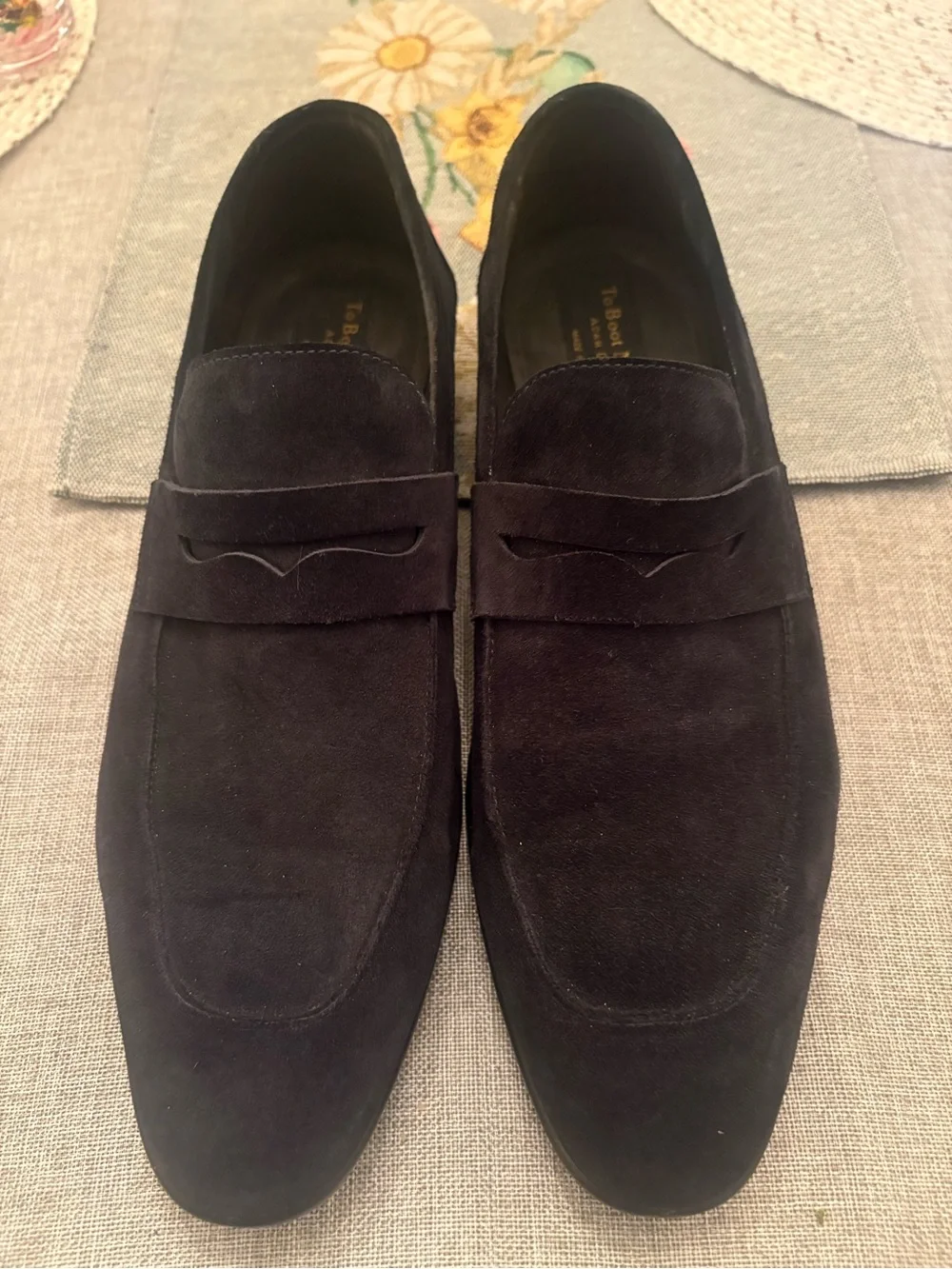 Men's Blue Suede Penny Loafers - Classic Slip-On Dress Shoes Too Boot New York